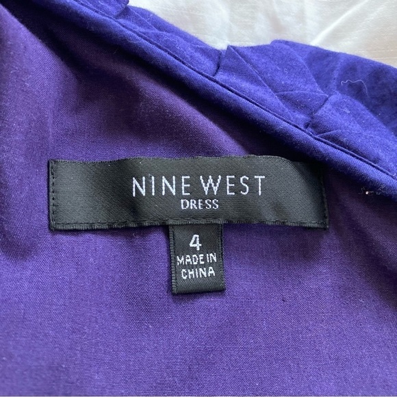 Nine West purple cotton one-shoulder neckline ruffle detail dress. Size 4 - Picture 9 of 9